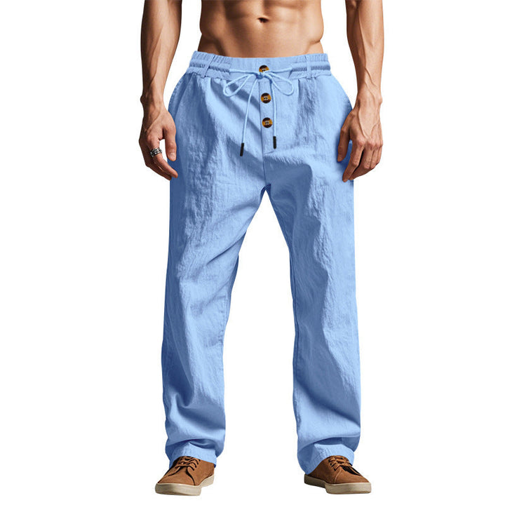 Casual pants for men with elastic waistband and button detail Lune London