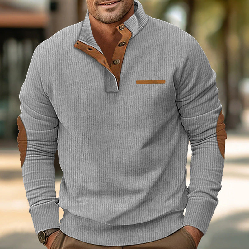 Men's sweater with zipper and leather details Lune London