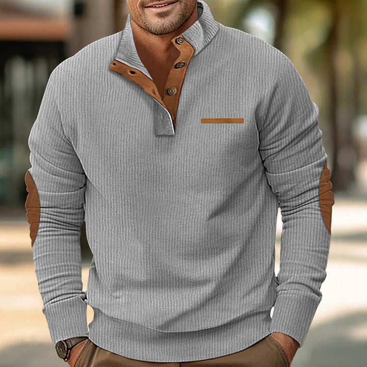 Men's sweater with zipper and leather details Lune London