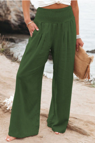 Light linen pants for women with elastic waist and wide fit Lune London