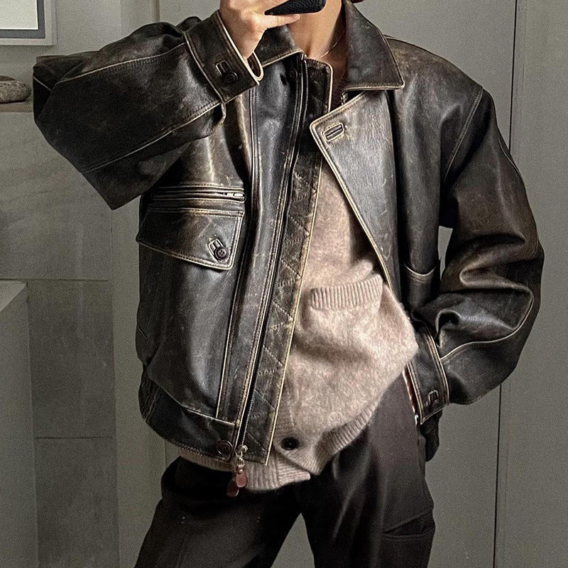 Women's vintage-style faux leather motorcycle jacket Lune London