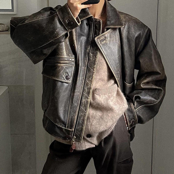 Women's vintage-style faux leather motorcycle jacket Lune London