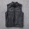 Leather gilet for men with bellows pockets and modern stand-up collar Lune London