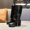 Over-knee women's boots with zipper and adjustable strap Lune London