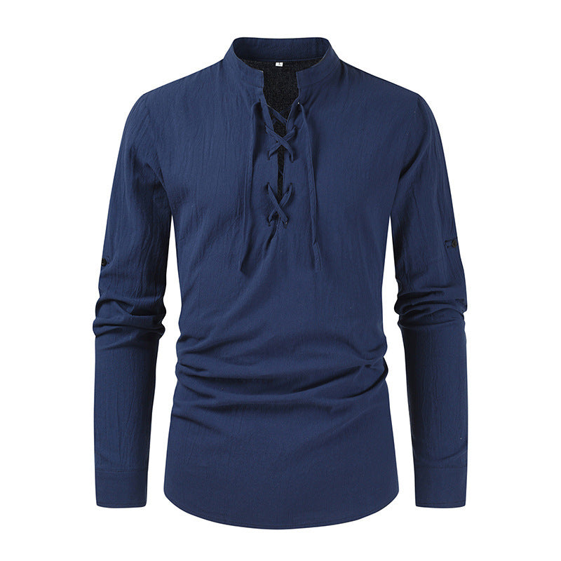 Casual long sleeve shirt for men with lace-up closure Lune London