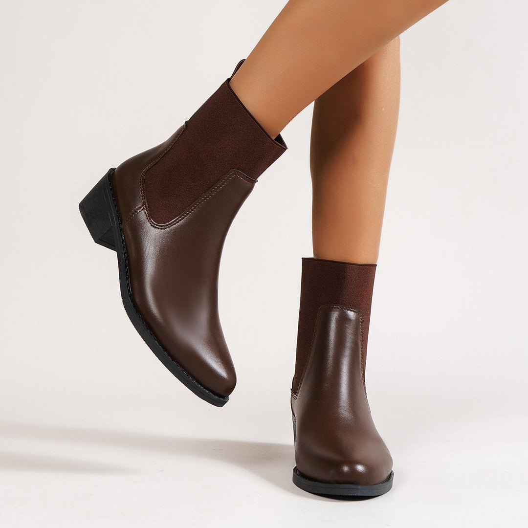 Women’s ankle boots with elastic shaft and comfortable block heel Lune London