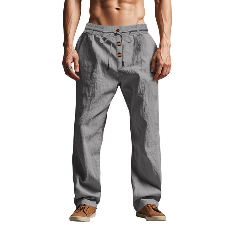 Casual pants for men with elastic waistband and button detail Lune London