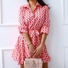 Stylish Women’s A-Line Shirt Dress with Adjustable Belt