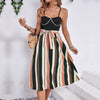 Elegant Striped Dress – A-Line with Bow Accent