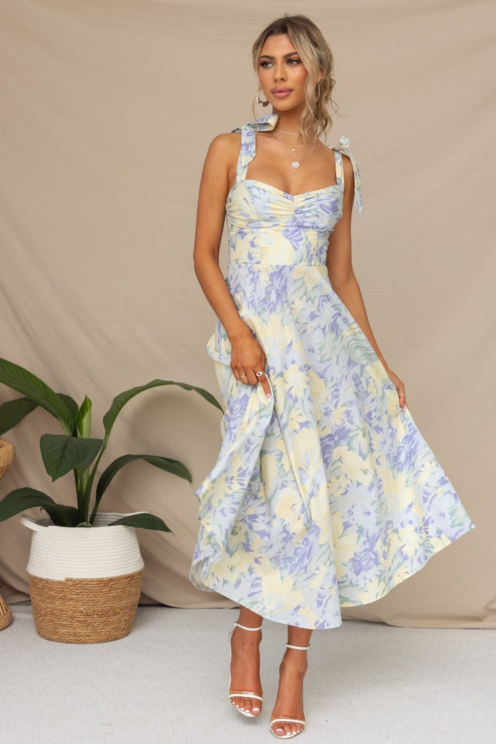 Lune London Floral Tie Midi Dress for Women