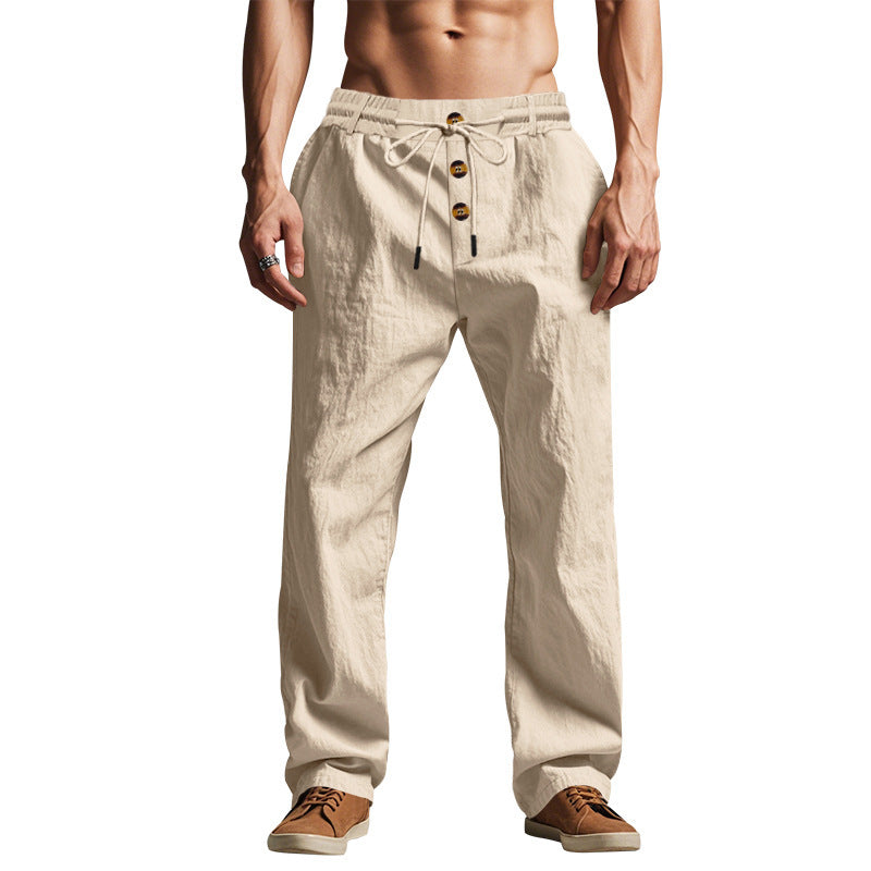 Casual pants for men with elastic waistband and button detail Lune London