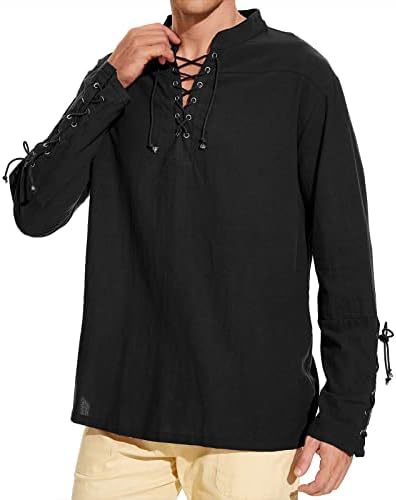 Men's long sleeve linen shirt with a modern lace-up design Lune London