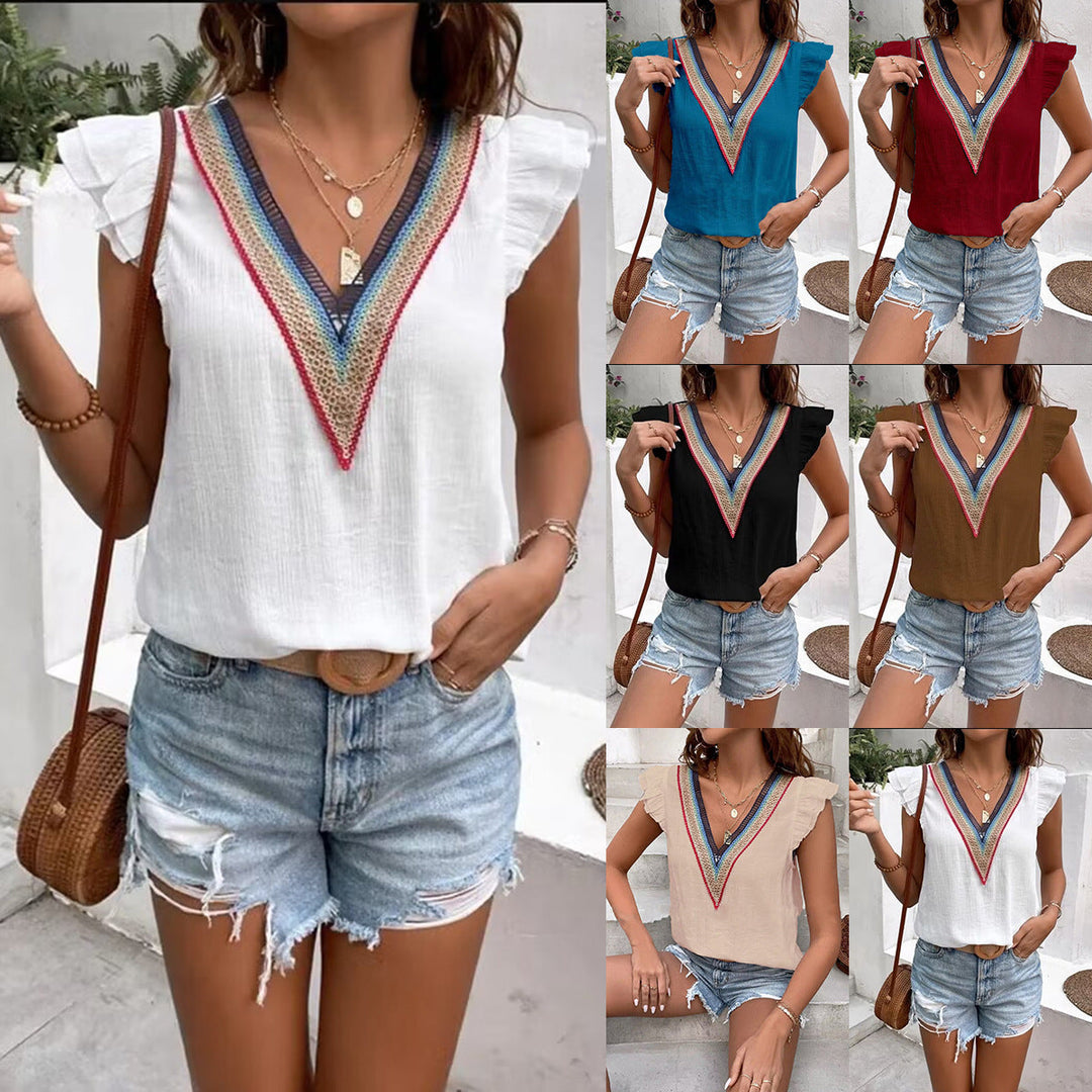 Ladies Elegant Top with Ruffled Neckline Lune London