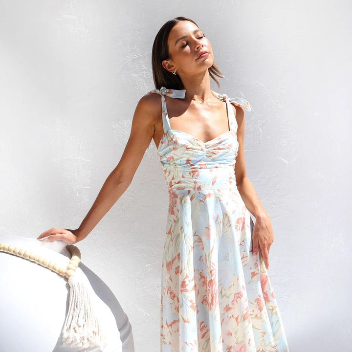 Lune London Floral Tie Midi Dress for Women