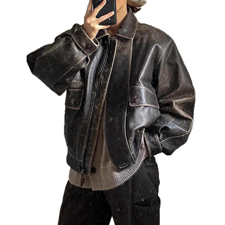 Women's vintage-style faux leather motorcycle jacket Lune London