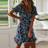 Floral t-shirt dress for women with ruffle hem Lune London