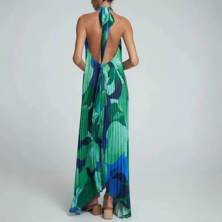Maxi dress with pleats and floral pattern for women Lune London