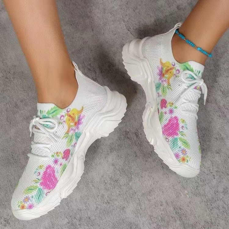 Trendy women's sneakers with floral design and cushioned sole Lune London