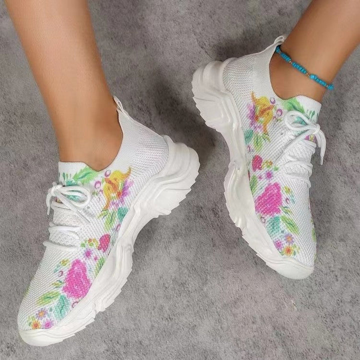Trendy women's sneakers with floral design and cushioned sole Lune London