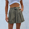 High-waisted fitted shorts for women with belt Lune London