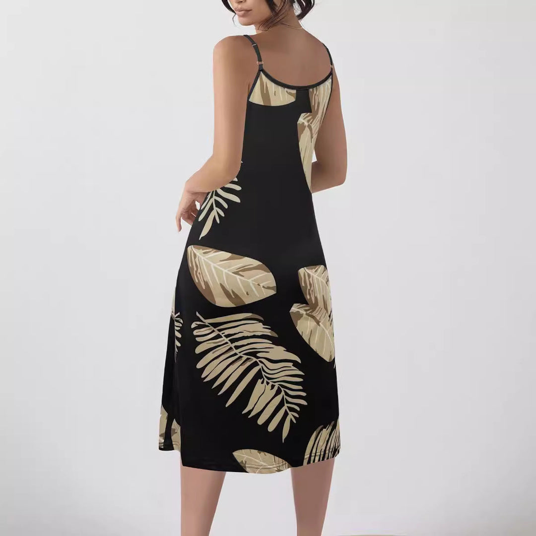 Summer beach dress for women with a creative crochet neckline and a chic and stylish graphic pattern.