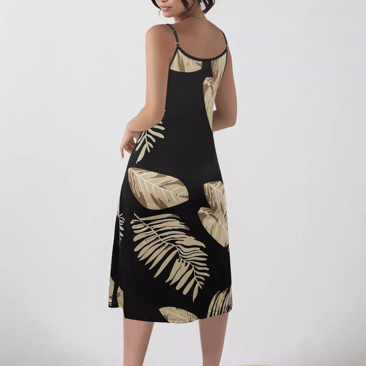Summer beach dress for women with a creative crochet neckline and a chic and stylish graphic pattern.