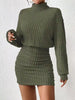 Knit dress for women with high neck and ribbed structure Lune London