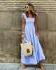 Checked maxi dress for women with frill hems Lune London