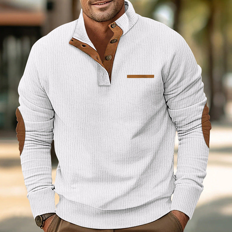 Men's sweater with zipper and leather details Lune London