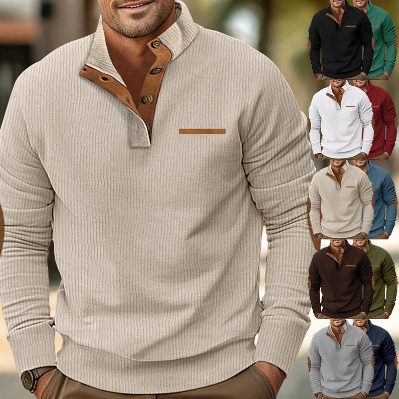 Men's sweater with zipper and leather details Lune London