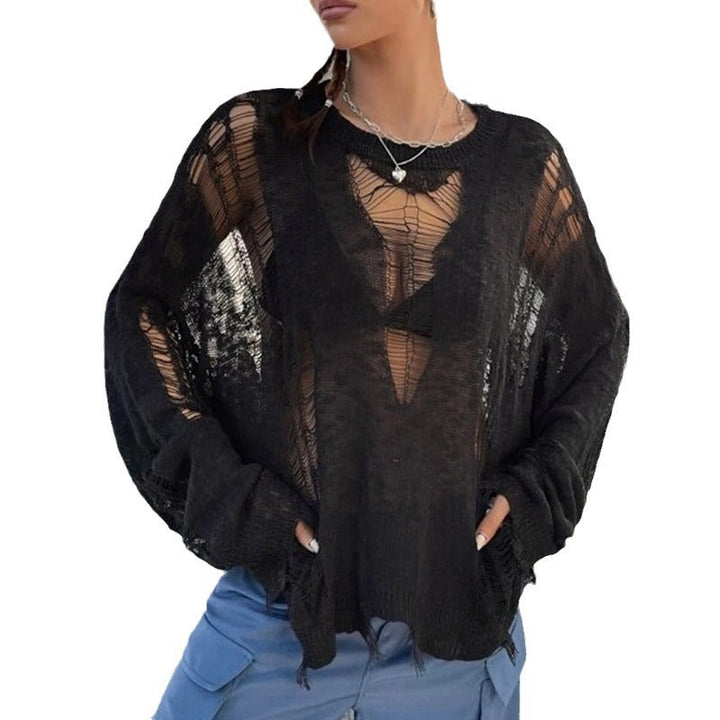 Oversized knitted sweater for women with trendy cutouts Lune London