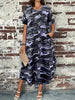 Maxi dress for women with a modern camouflage design and practical pockets Lune London