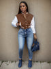 Women's college jacket with contrasting sleeves and a structured collar Lune London