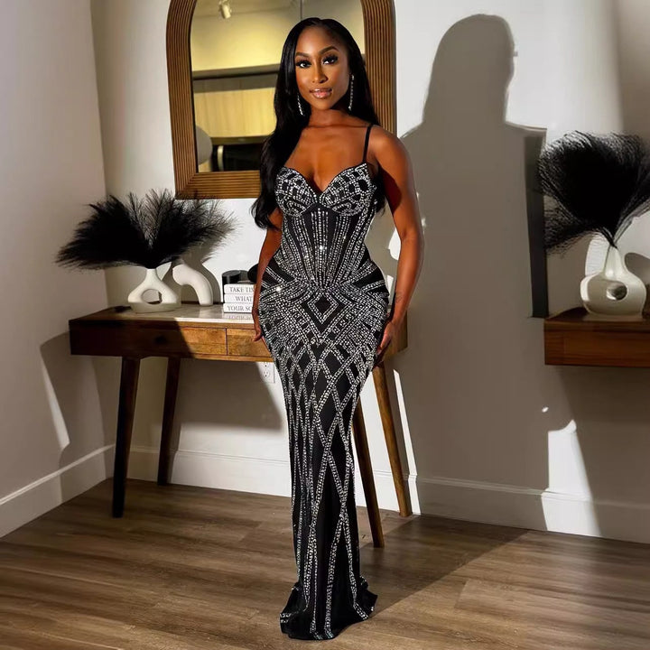 Glamorous women with embellished rhinestones evening gala Lune London