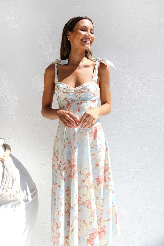 Lune London Floral Tie Midi Dress for Women
