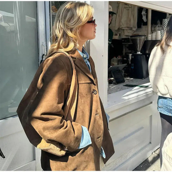 Soft suede jacket for women in a relaxed oversized fit Lune London