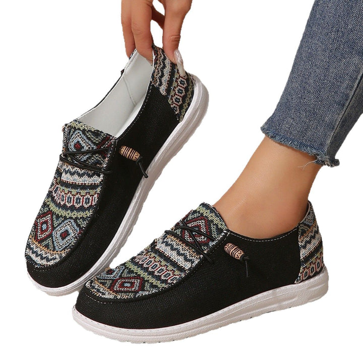 Casual Slip-On Sneakers for Women with Colorful Ethnic Pattern Lune London