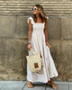 Maxi dress for ladies with refined ruffle details and a romantic tartan pattern Lune London