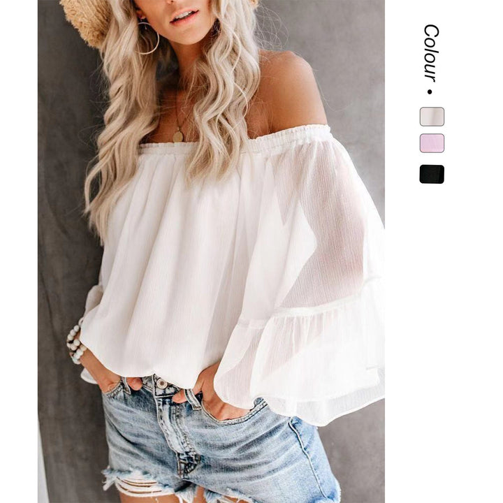 Women's blouse with wide sleeve and off-shoulder design Lune London