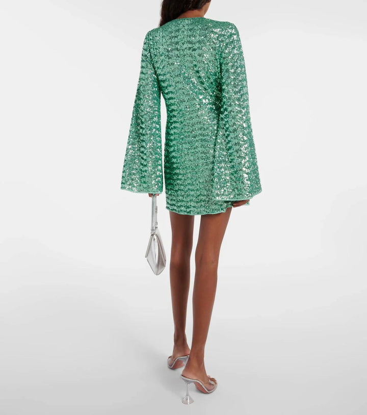 Glamorous Sequin V‑Neck Party Dress