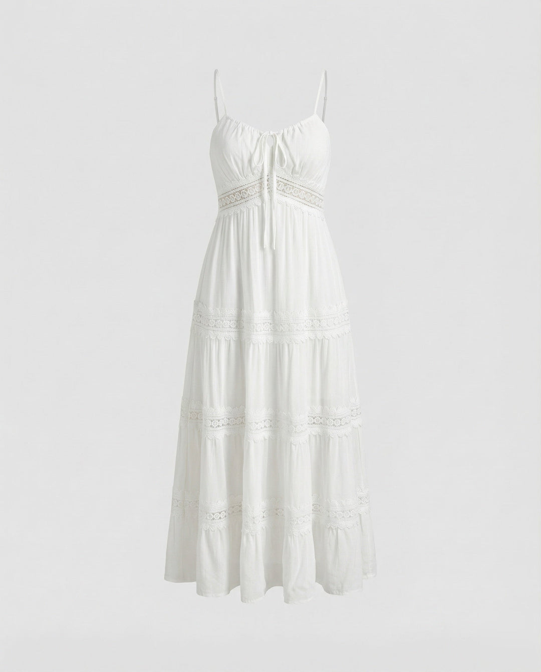 Women airy tiered bustier dress with lace band