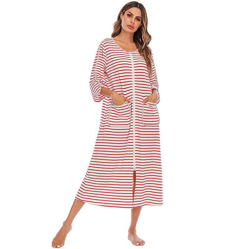 Warm Zip-Up Nightdress with Hood