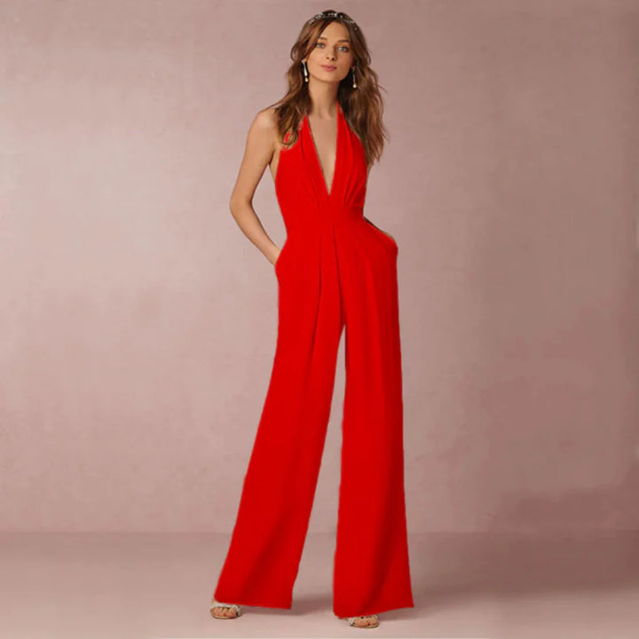 Deep V Neck Backless Jumpsuit