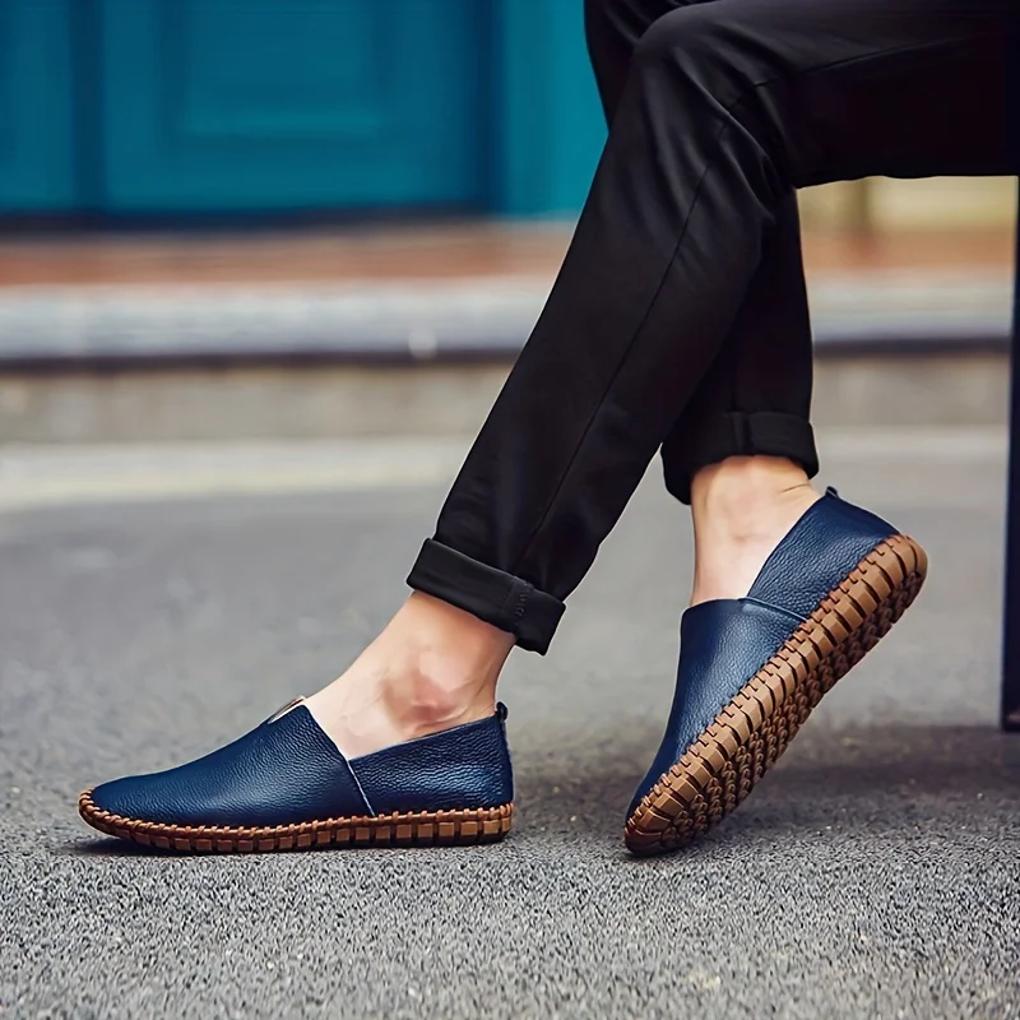 Elegant Loafers Matte Genuine Leather Slip Ons