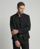 Stylish black men's short jacket with stand-up collar in modern clean fit look
