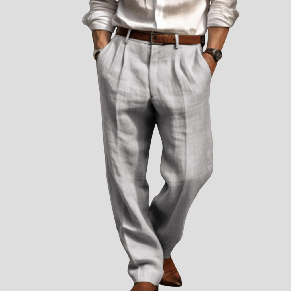 Men’s Pleated Linen Trousers – Refined Style with Casual Edge