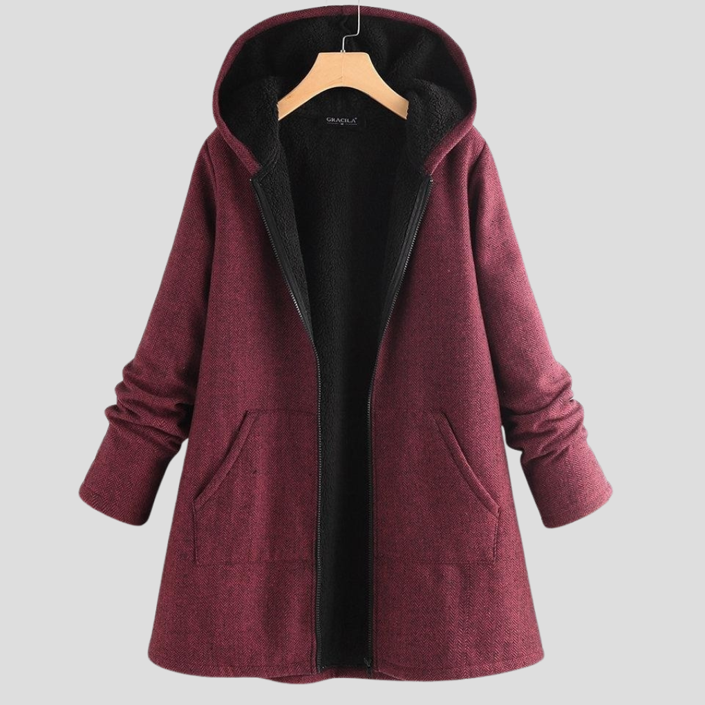Women’s “Solid Fleece Hooded Coat”