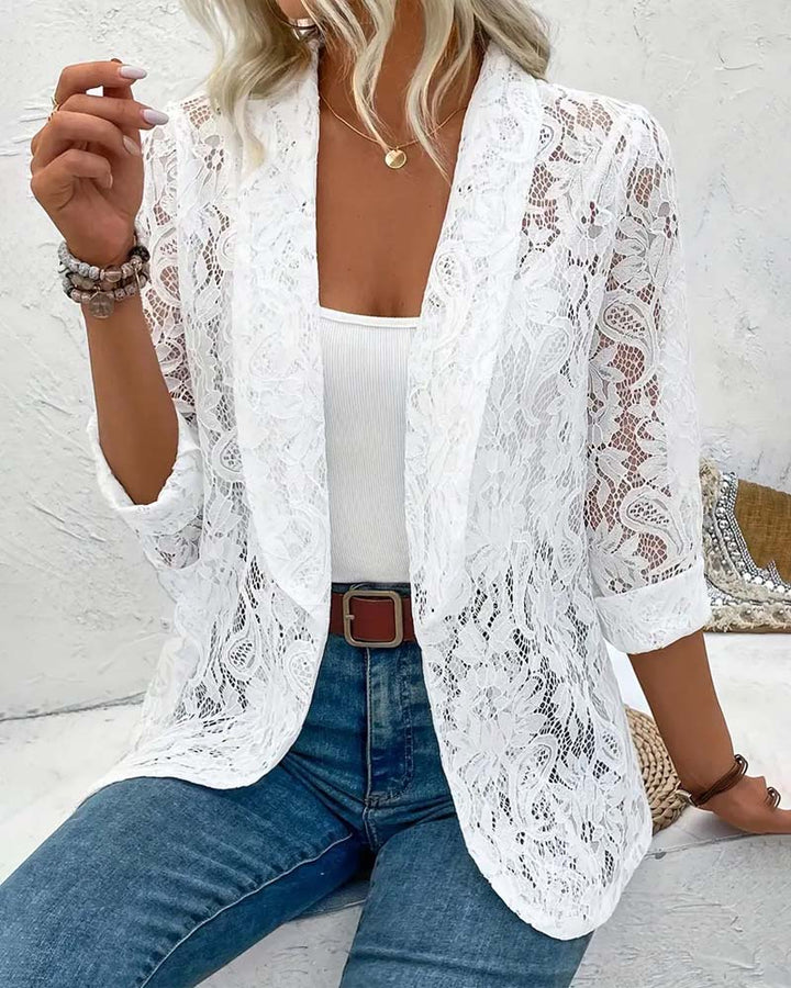 Elegant Lace Trim Blazer