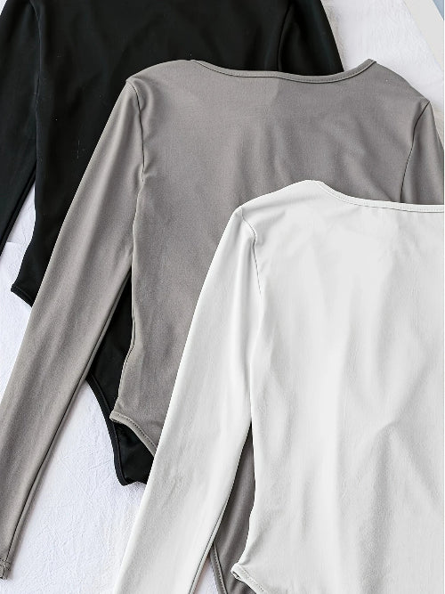 3-Pack comfortable Long Sleeve Bodysuits for Women