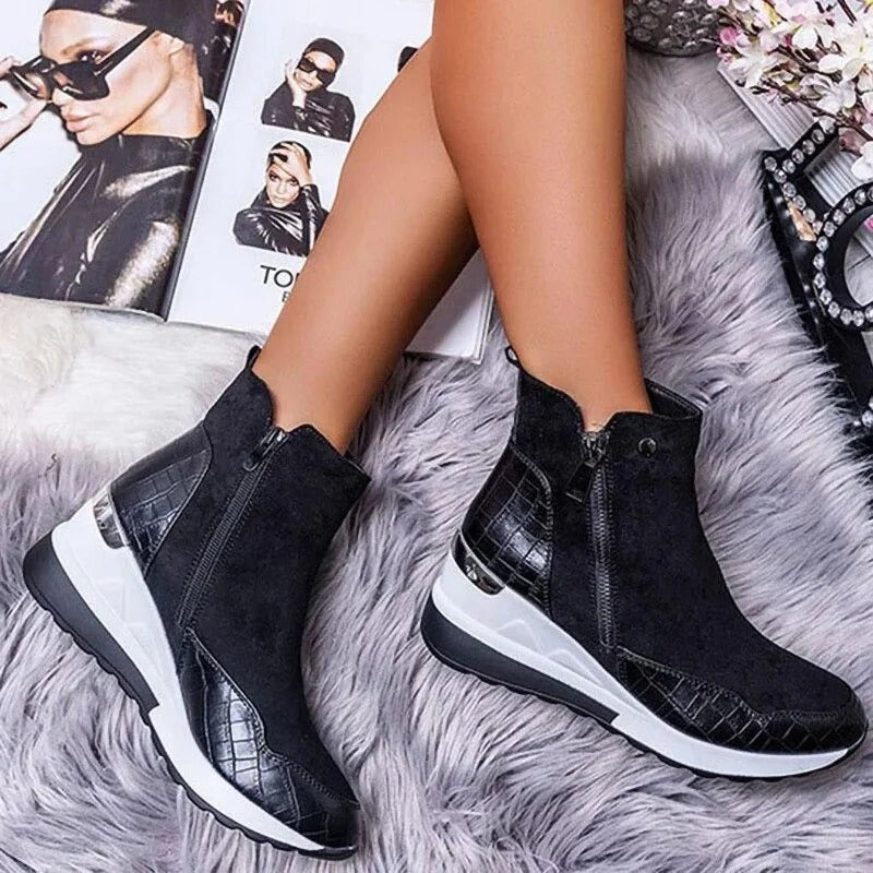 Orthopedic Mid-Height Leather Ankle Boots